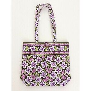 NEW Vera Bradley Lg Tote Plum Petals Print 15X4X13